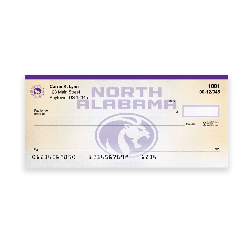 University of North Alabama Collegiate Personal Check - Image 2