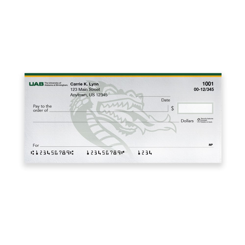University of Alabama at Birmingham Collegiate Personal Check - Image 2