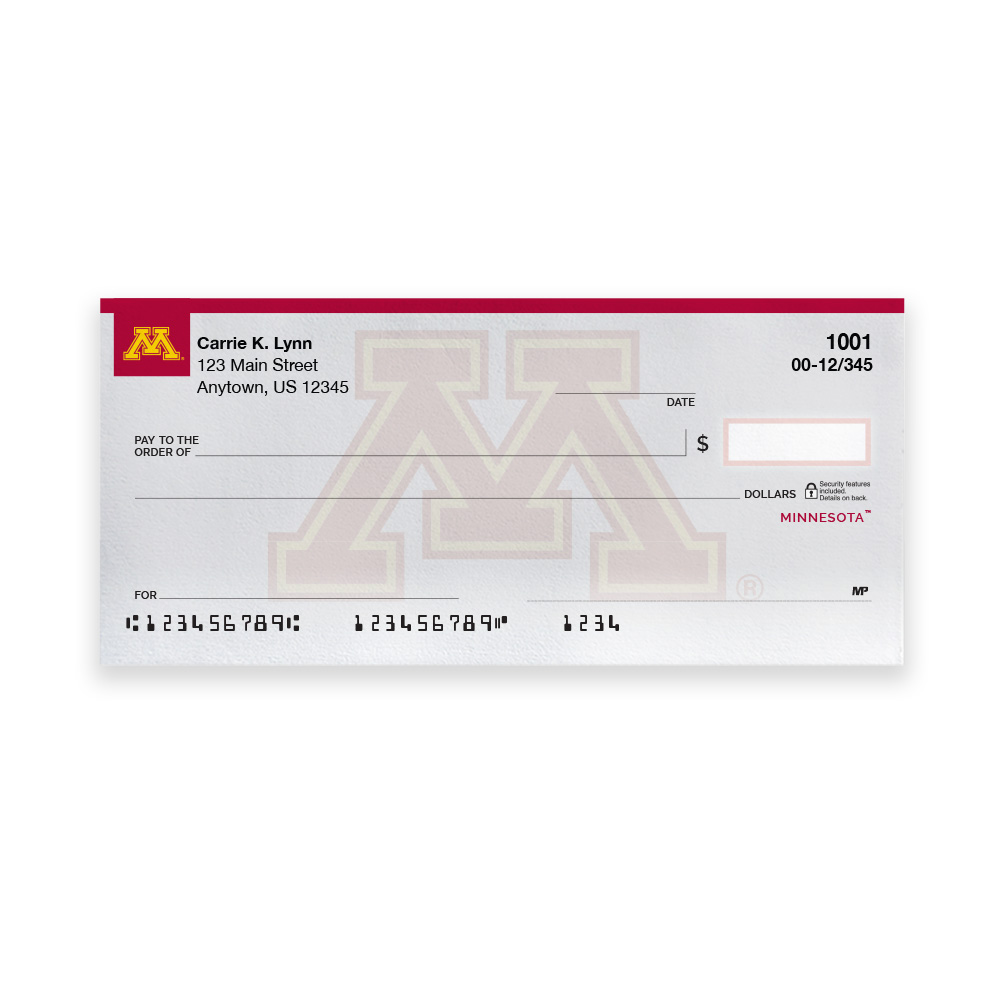 University of Minnesota Collegiate Personal Check - Image 2
