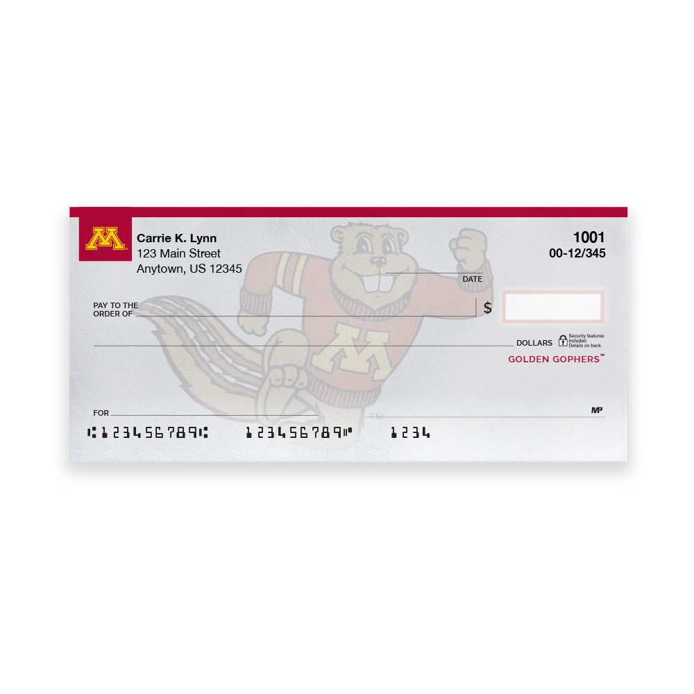 University of Minnesota Collegiate Personal Check - Image 3