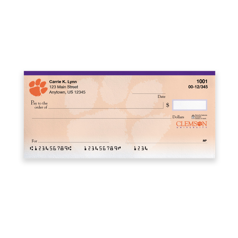 Clemson University Collegiate Personal Check - Image 3